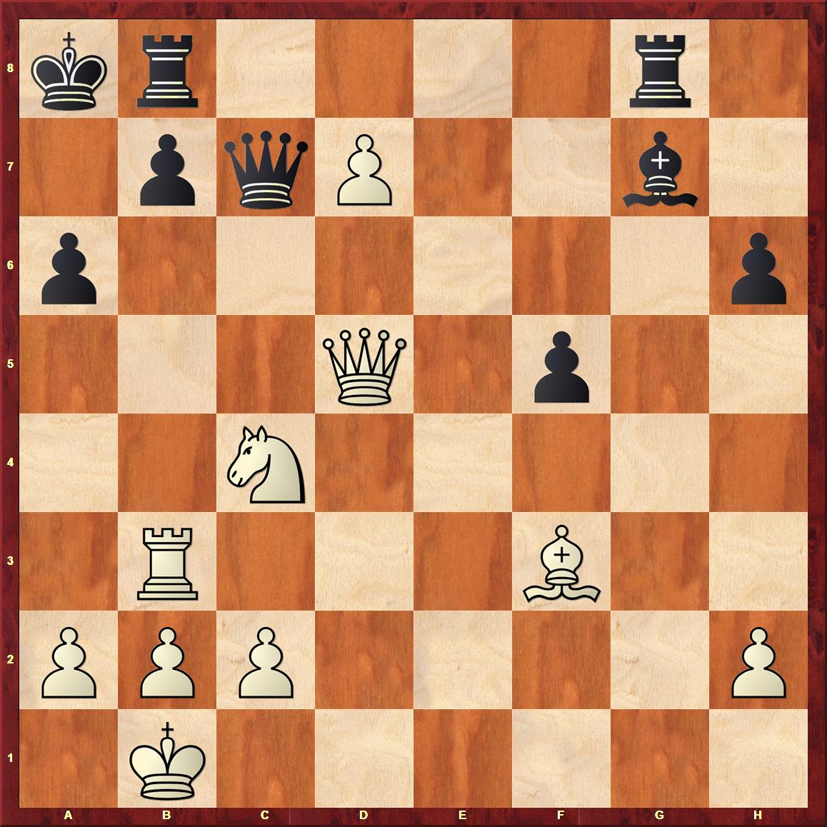 Weiß gewann mit 38.Txb7! Dxb7 (38..Txb7 39.Dxg8+ nebst d8D) 39.De6! mit der hübschen Pointe 39...Dxf3 40.Dxa6# Haus und Hof, weshalb dem Schwarzen nur noch die Aufgabe blieb