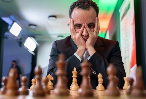 Bassem Amin, stärkster Spieler Afrikas, aber am Samstag nicht der stärkste Spieler in Hamburg. || Foto: Grand Chess Tour